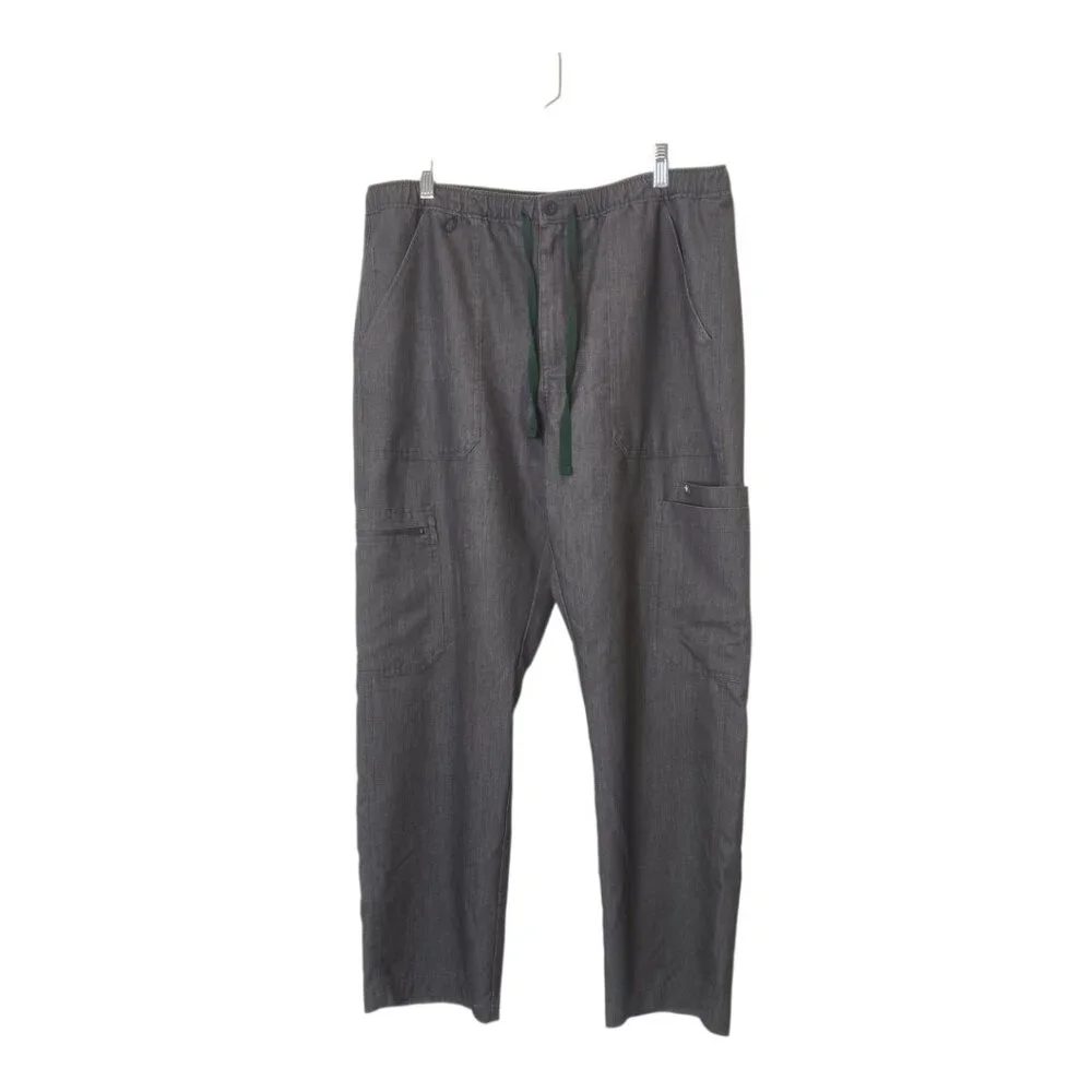 FIGS Men's Cairo 9 Pocket Cargo Scrub Pants Graphite/Green Size XL Short